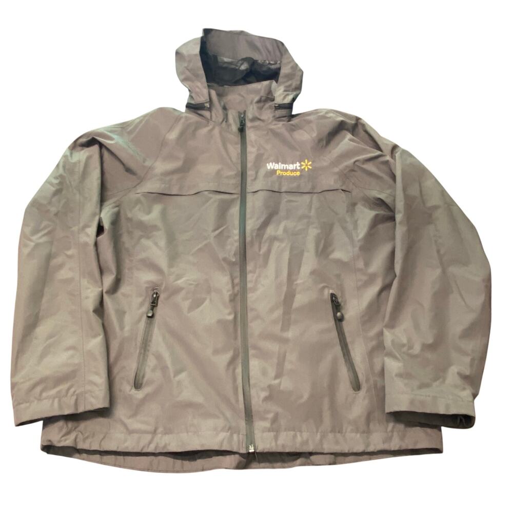 Port Authority Walmart Produce XL Gray Hooded Windbreaker Jacket With Pouch Logo